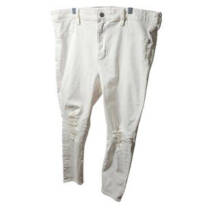 American Eagle White Distressed Next Level Stretch Jeans Womens Size 18 Short